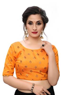 Orange Women'S Printed Silk Blouse 1