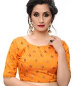 Orange Women'S Printed Silk Blouse