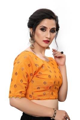 Orange Women'S Printed Silk Blouse 3