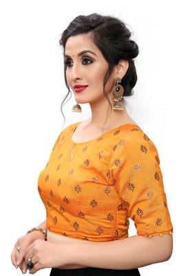 Orange Women'S Printed Silk Blouse 4
