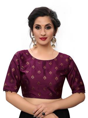 Purple Women'S Printed Silk Blouse 1