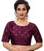 Purple Women'S Printed Silk Blouse