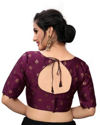 Purple Women'S Printed Silk Blouse 2
