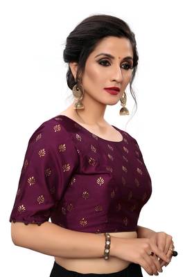 Purple Women'S Printed Silk Blouse 3