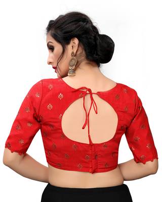 Red Women'S Printed Silk Blouse 2
