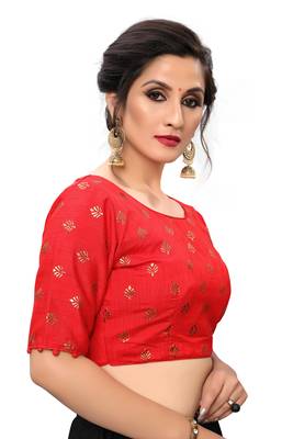 Red Women'S Printed Silk Blouse 3