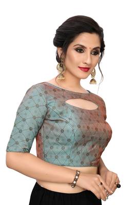 Grey Women'S Printed Silk Blouse 3