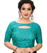 Turquoise Women'S Printed Silk Blouse