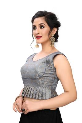 Grey Women'S Jacquard Blouse 4