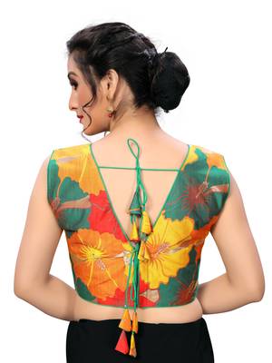 Dark Green Women'S Printed Cotton Blouse 2