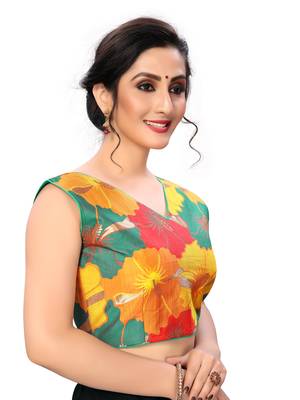 Dark Green Women'S Printed Cotton Blouse 4