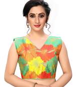 Light Green Women'S Printed Cotton Blouse