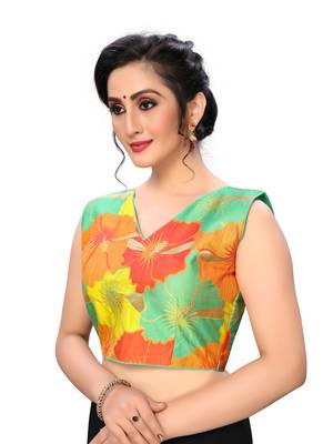 Light Green Women'S Printed Cotton Blouse 3