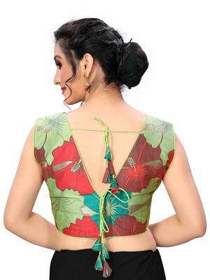 Green Women'S Printed Cotton Blouse 2