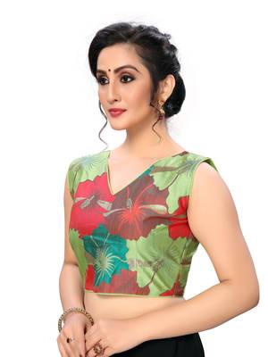 Green Women'S Printed Cotton Blouse 3