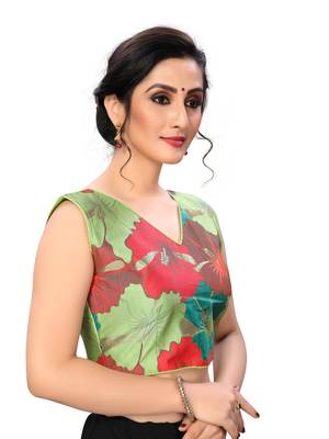 Green Women'S Printed Cotton Blouse 4