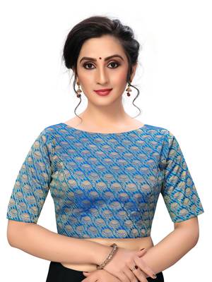 Blue Women'S Jacquard  Blouse 1