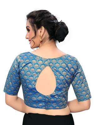 Blue Women'S Jacquard  Blouse 2