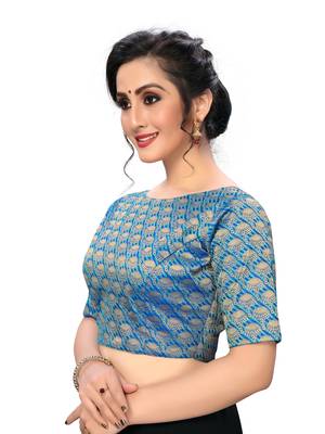 Blue Women'S Jacquard  Blouse 3
