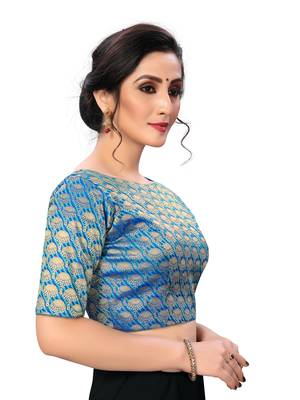Blue Women'S Jacquard  Blouse 4