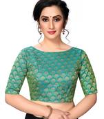 Green Women'S Jacquard  Blouse