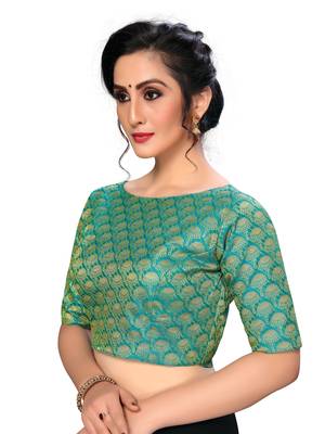 Green Women'S Jacquard  Blouse 3