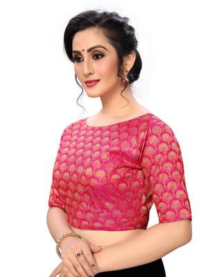 Pink Women'S Jacquard  Blouse 3