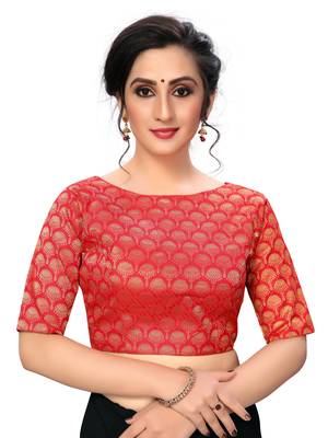 Red Women'S Jacquard  Blouse 1