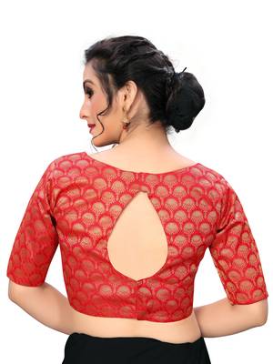 Red Women'S Jacquard  Blouse 2