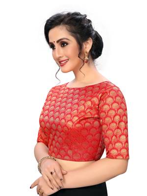 Red Women'S Jacquard  Blouse 3