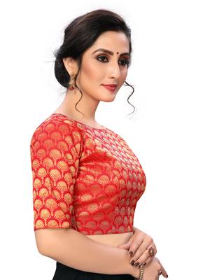 Red Women'S Jacquard  Blouse 4