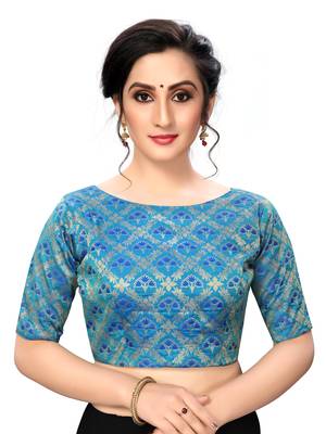 Blue Women'S Jacquard  Blouse 1