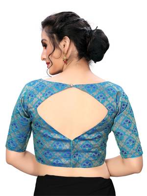 Blue Women'S Jacquard  Blouse 2