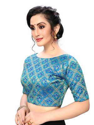 Blue Women'S Jacquard  Blouse 3