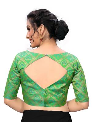 Green Women'S Jacquard  Blouse 2