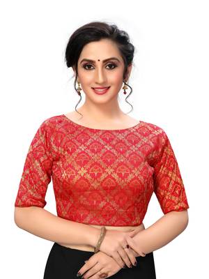 Red Women'S Jacquard  Blouse 1