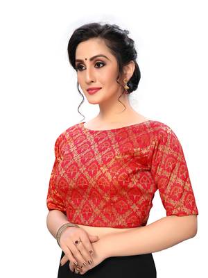 Red Women'S Jacquard  Blouse 3