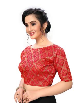 Red Women'S Jacquard  Blouse 4