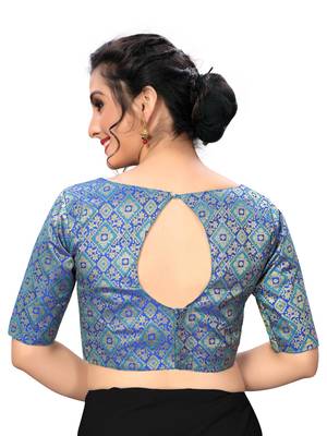 Blue Women'S Jacquard  Blouse 2