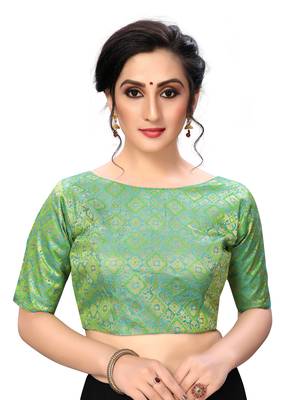 Green Women'S Jacquard  Blouse 1