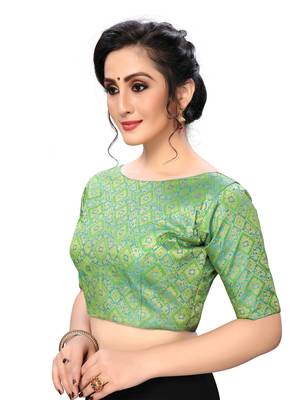 Green Women'S Jacquard  Blouse 3