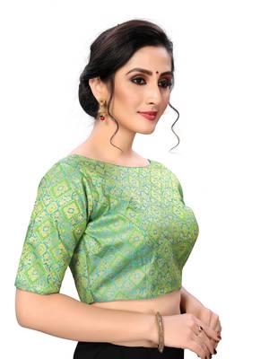 Green Women'S Jacquard  Blouse 4