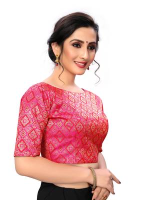 Pink Women'S Jacquard  Blouse 4