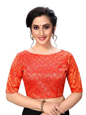 Red Women'S Jacquard  Blouse 1