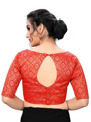 Red Women'S Jacquard  Blouse 2