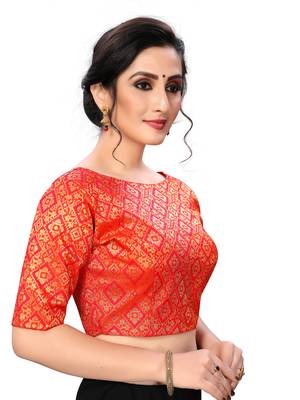 Red Women'S Jacquard  Blouse 4