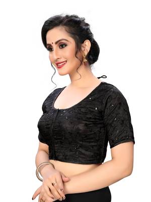 Black Women'S Jacquard Silk Blouse 3