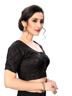 Black Women'S Jacquard Silk Blouse 4