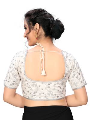 White Women'S Jacquard Silk Blouse 2