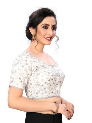 White Women'S Jacquard Silk Blouse 4